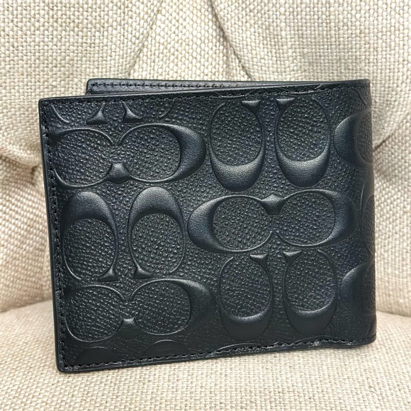 NEW Coach 3 in 1 Men Wallet Signature Leather Smooth Leather/Black CR957 NWT - Picture 8 of 9
